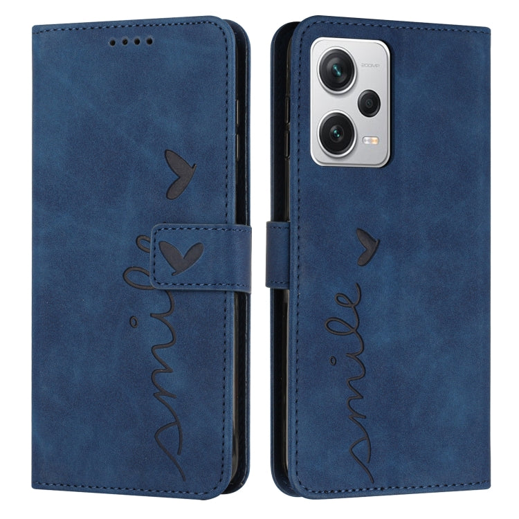 For Xiaomi Redmi Note 12 Pro 5G Global Skin Feel Heart Pattern Leather Phone Case with Lanyard