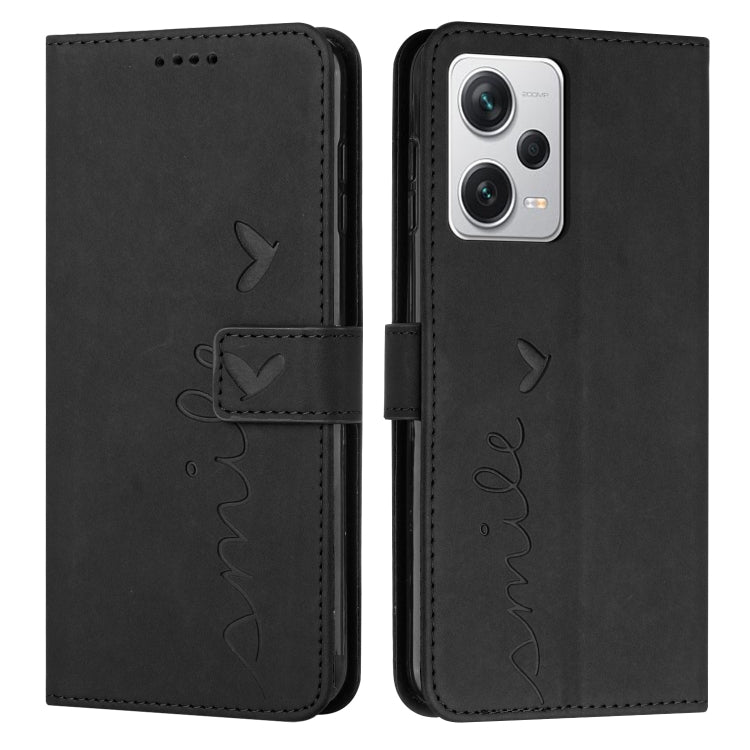 For Xiaomi Redmi Note 12 Pro 5G Global Skin Feel Heart Pattern Leather Phone Case with Lanyard