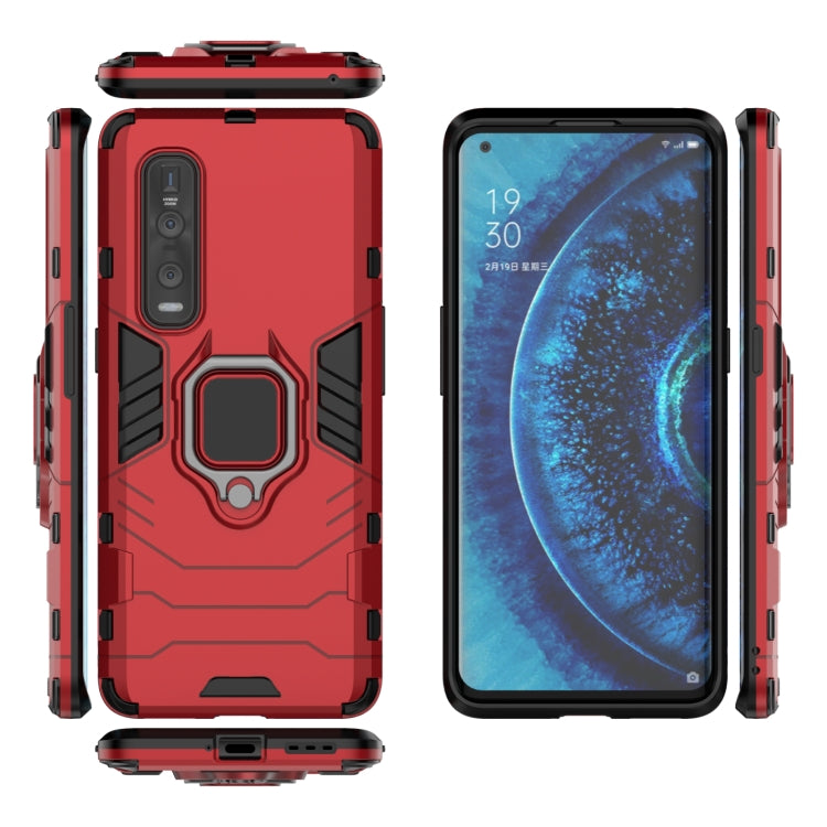 For OPPO Find X2 Pro PC + TPU Shockproof Protective Case with Magnetic Ring Holder