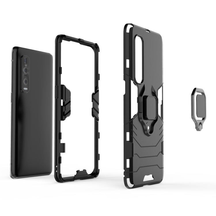 For OPPO Find X2 Pro PC + TPU Shockproof Protective Case with Magnetic Ring Holder