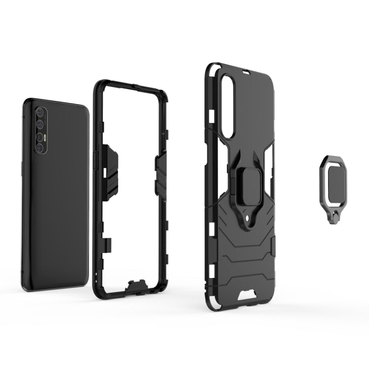 For OPPO Reno 3 Pro PC + TPU Shockproof Protective Case with Magnetic Ring Holder