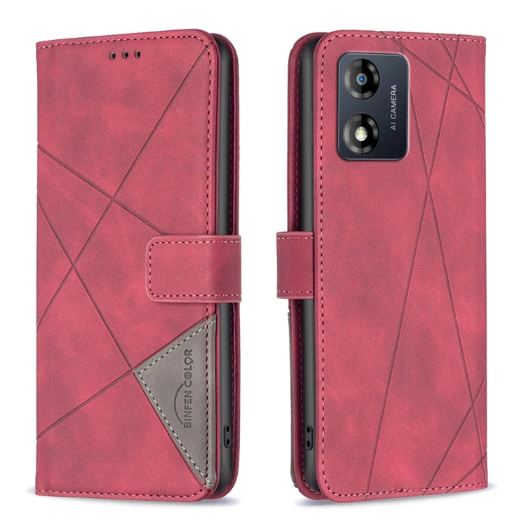 For Motorola Moto E13 4G Magnetic Buckle Rhombus Texture Leather Phone Case