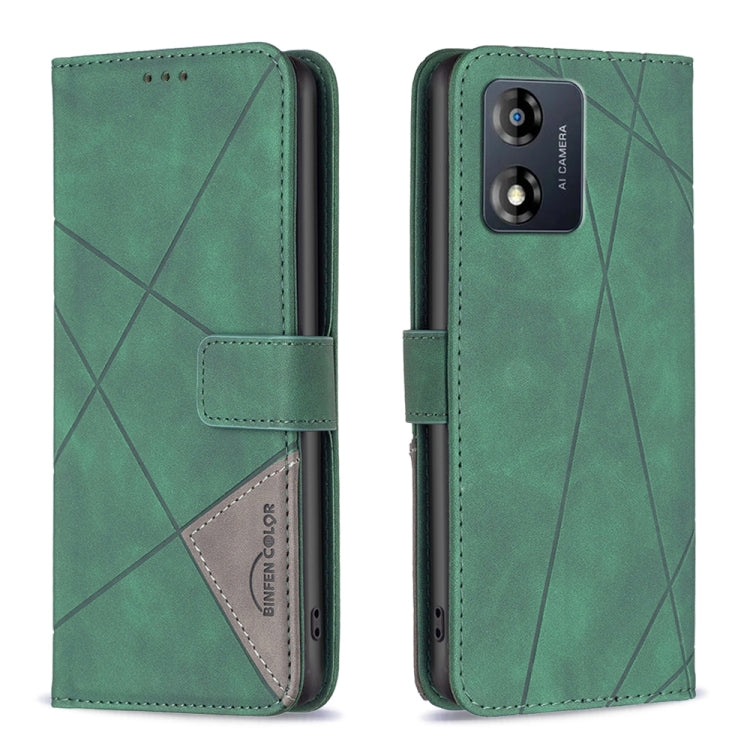 For Motorola Moto E13 4G Magnetic Buckle Rhombus Texture Leather Phone Case