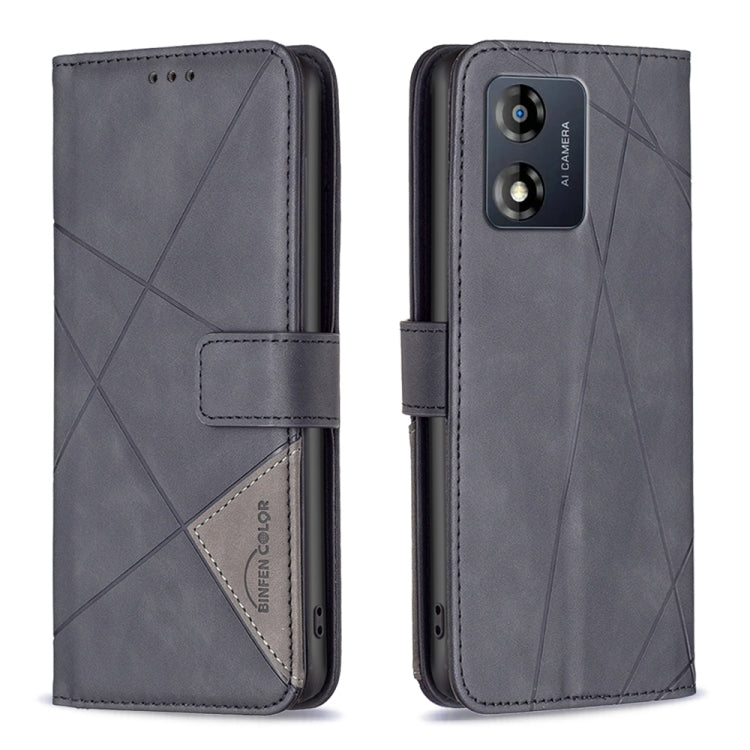 For Motorola Moto E13 4G Magnetic Buckle Rhombus Texture Leather Phone Case