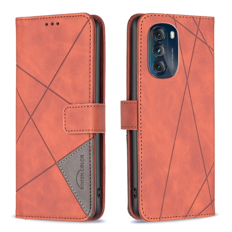 For Motorola Moto G 5G 2023 Magnetic Buckle Rhombus Texture Leather Phone Case