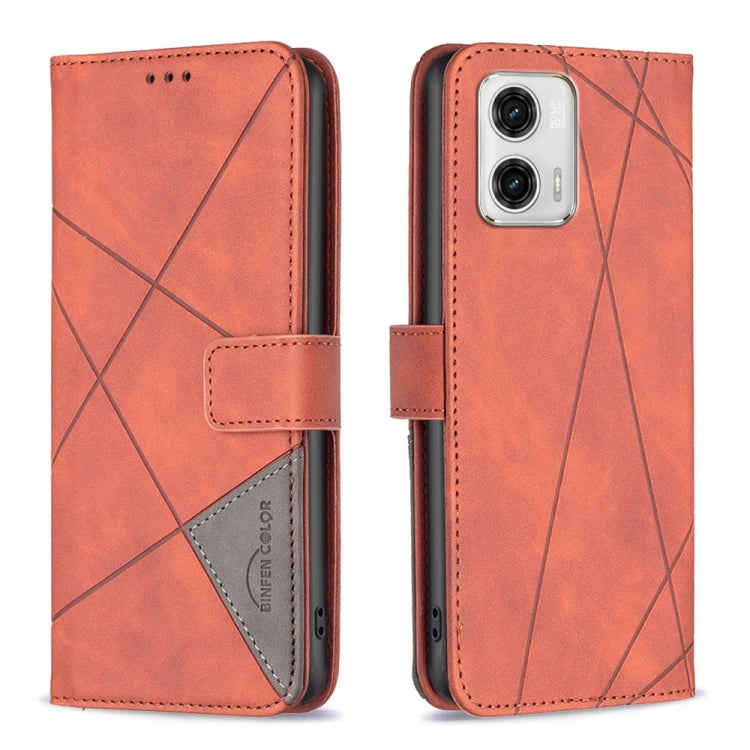 For Motorola Moto G73 5G Magnetic Buckle Rhombus Texture Leather Phone Case