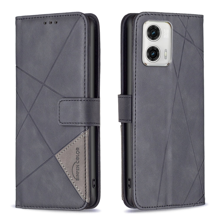 For Motorola Moto G73 5G Magnetic Buckle Rhombus Texture Leather Phone Case