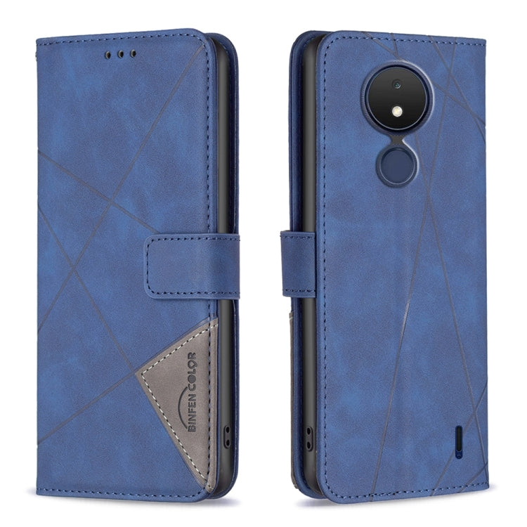 For Nokia C21 Magnetic Buckle Rhombus Texture Leather Phone Case