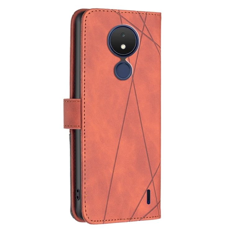 For Nokia C21 Magnetic Buckle Rhombus Texture Leather Phone Case