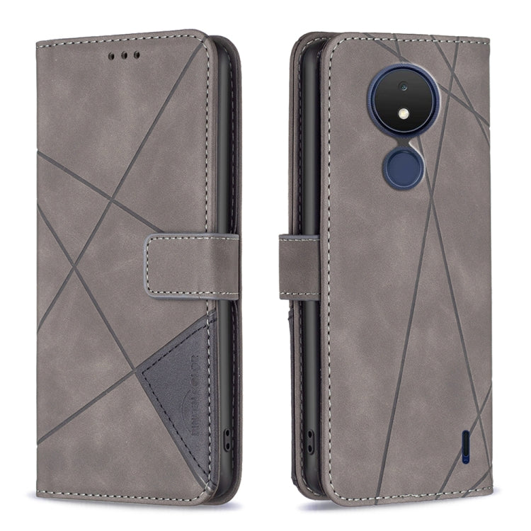 For Nokia C21 Magnetic Buckle Rhombus Texture Leather Phone Case