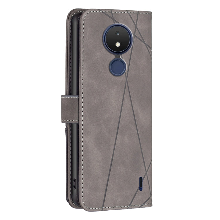 For Nokia C21 Magnetic Buckle Rhombus Texture Leather Phone Case