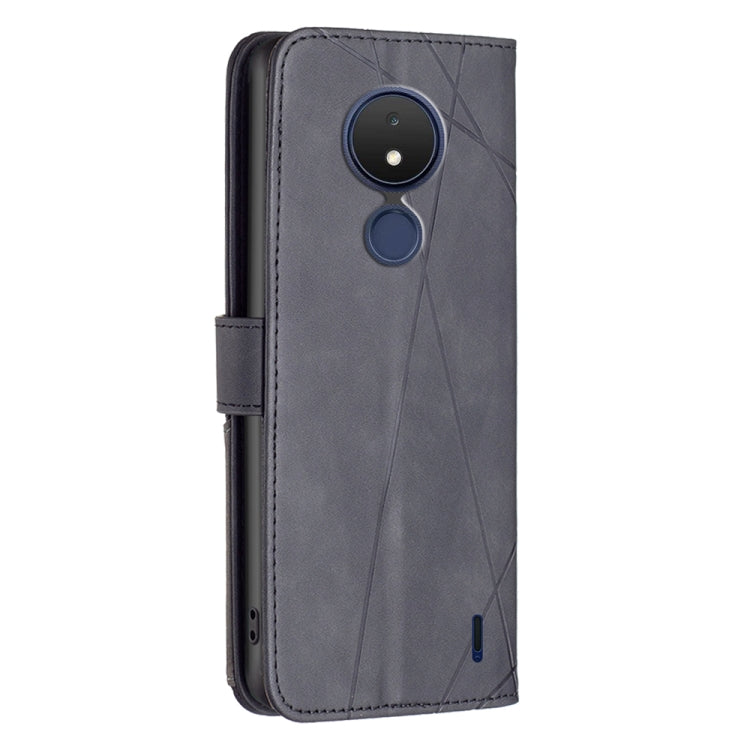 For Nokia C21 Magnetic Buckle Rhombus Texture Leather Phone Case
