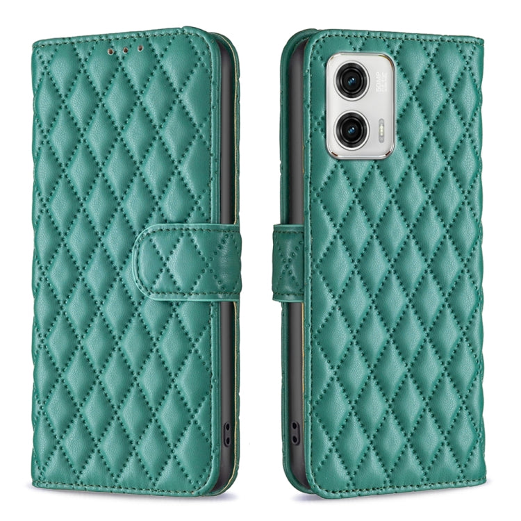 For Motorola Moto G73 5G Diamond Lattice Wallet Leather Flip Phone Case