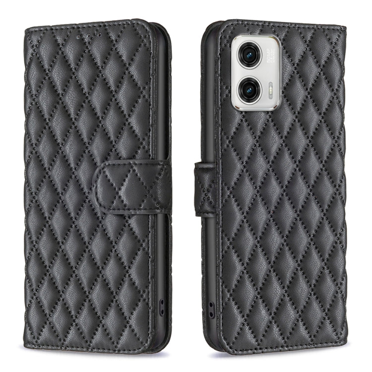 For Motorola Moto G73 5G Diamond Lattice Wallet Leather Flip Phone Case