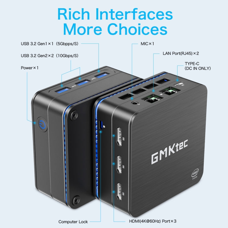 GMK KB7S Windows 11 Pro Mini PC, 8GB+256GB, Intel Jasper Lake N5105 Quad Core, Support WiFi & BT