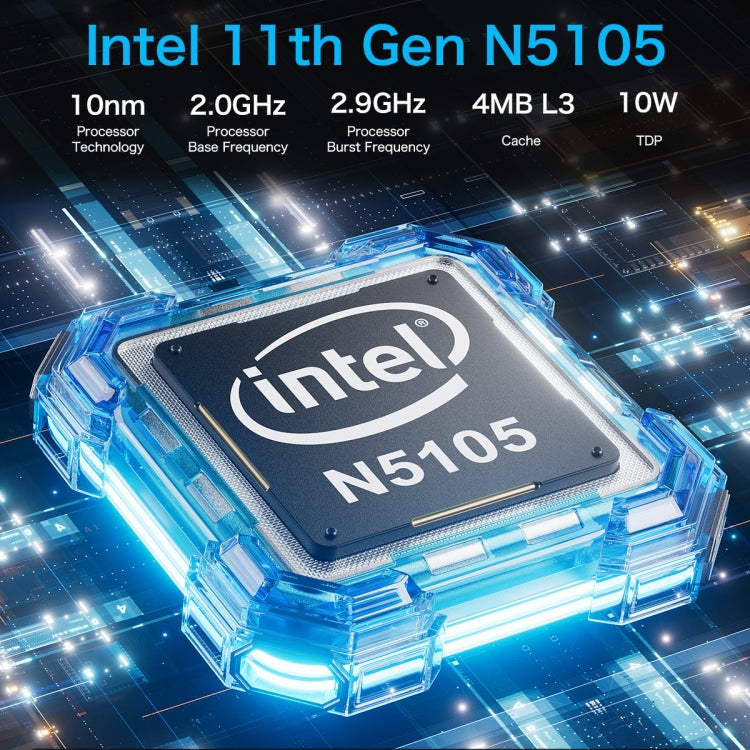 GMK KB7S Windows 11 Pro Mini PC, 8GB+512GB, Intel Jasper Lake N5105 Quad Core, Support WiFi & BT