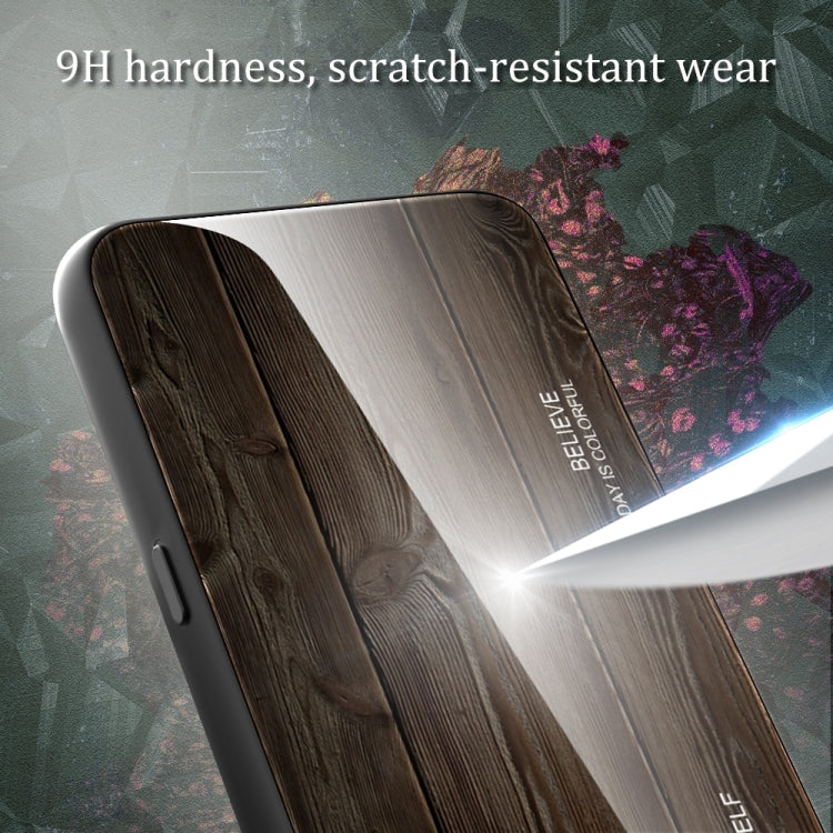 For Xiaomi Redmi 12C Wood Grain Glass Phone Case