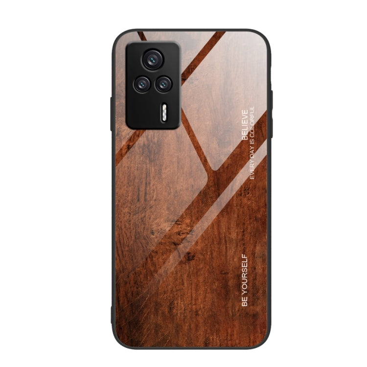 For Xiaomi Redmi K60E Wood Grain Glass Phone Case