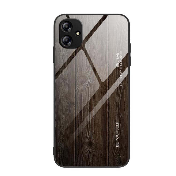 For Samsung Galaxy A04e Wood Grain Glass Phone Case