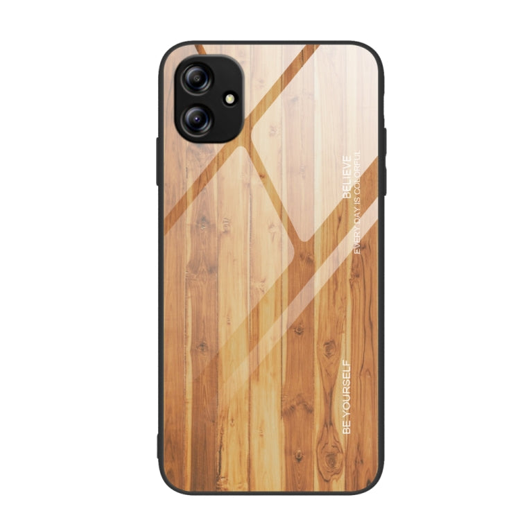For Samsung Galaxy A04e Wood Grain Glass Phone Case