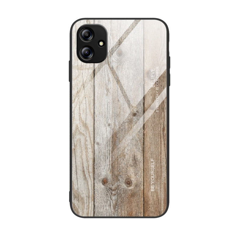 For Samsung Galaxy A04e Wood Grain Glass Phone Case