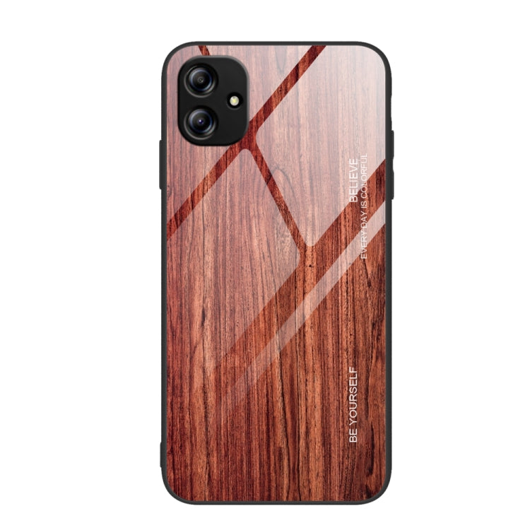 For Samsung Galaxy A04e Wood Grain Glass Phone Case
