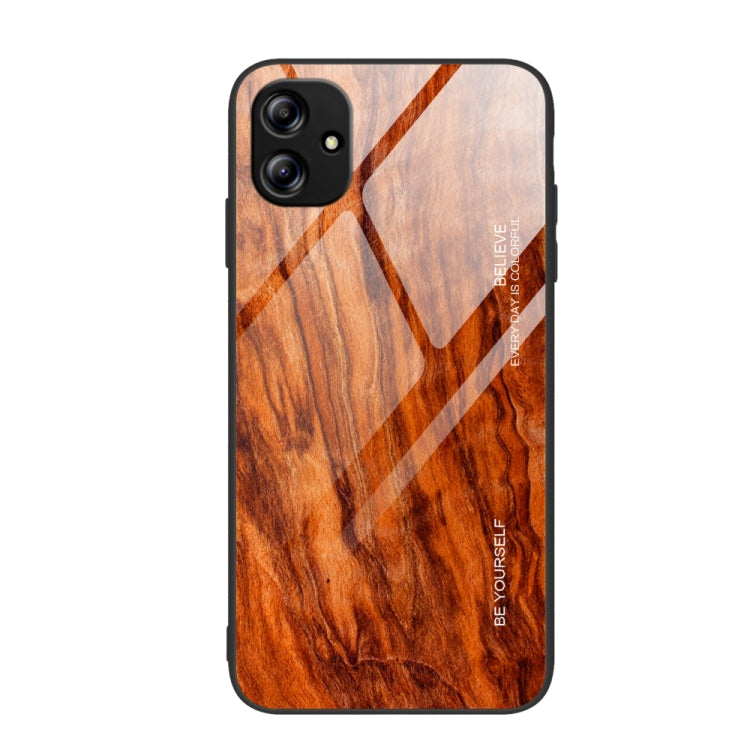 For Samsung Galaxy A04e Wood Grain Glass Phone Case