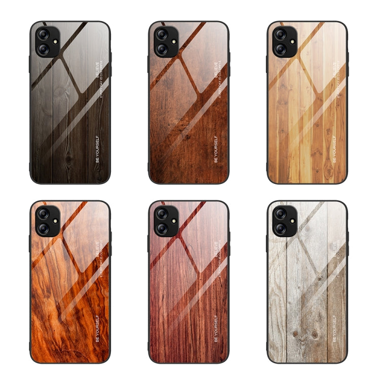 For Samsung Galaxy A04e Wood Grain Glass Phone Case
