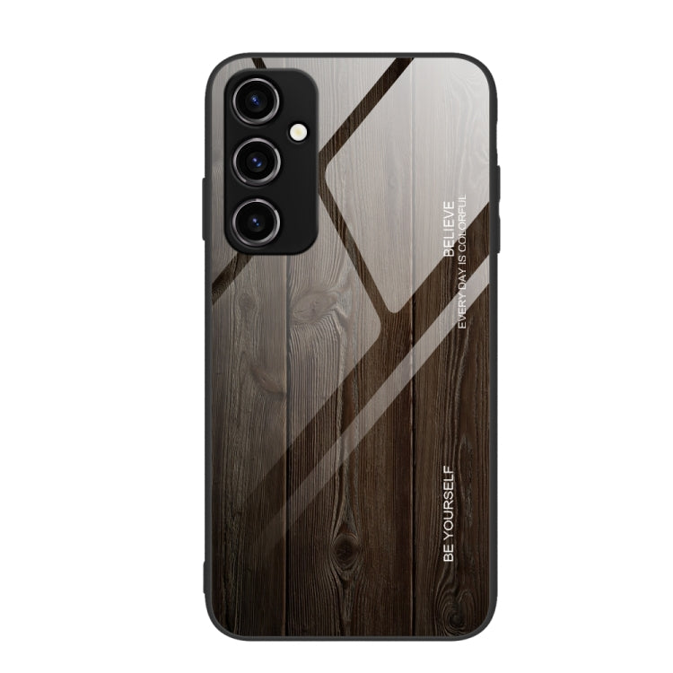 For Samsung Galaxy A14 5G Wood Grain Glass Phone Case