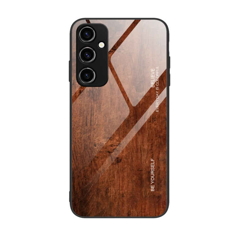 For Samsung Galaxy A14 5G Wood Grain Glass Phone Case