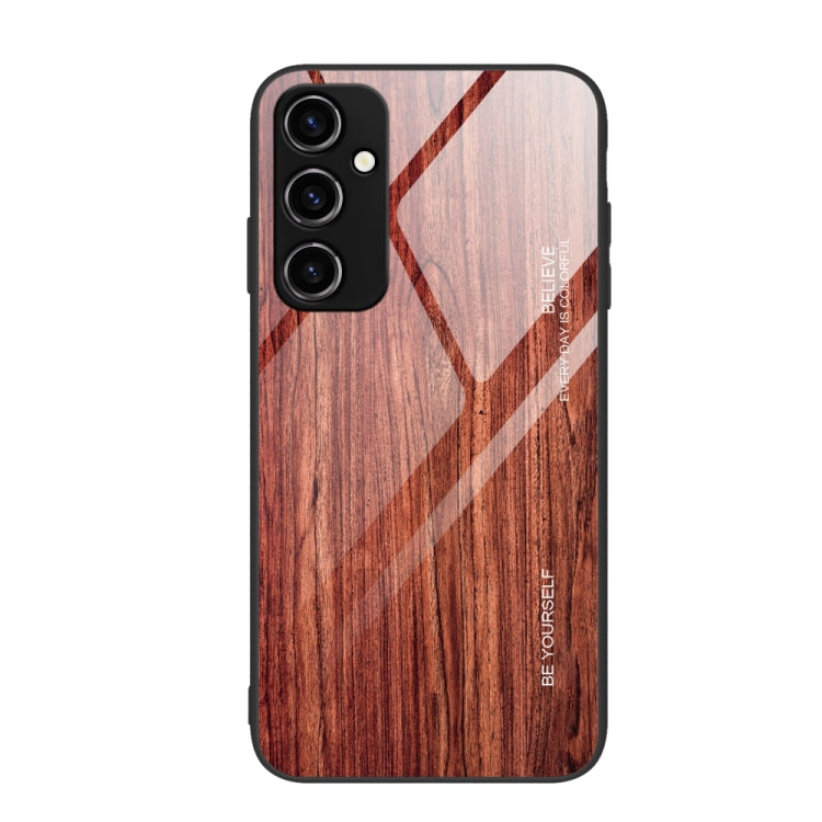 For Samsung Galaxy A14 5G Wood Grain Glass Phone Case