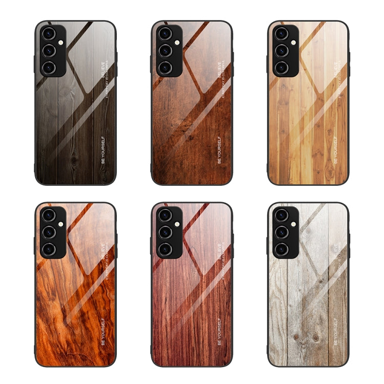 For Samsung Galaxy A14 5G Wood Grain Glass Phone Case