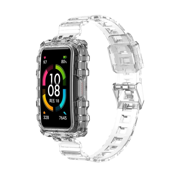 For Honor Band 7 Integrated Transparent Silicone Watch Band