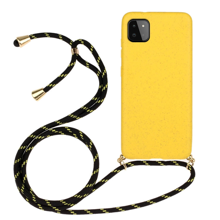 For Samsung Galaxy A22 5G Wheat Straw Material + TPU Phone Case with Lanyard