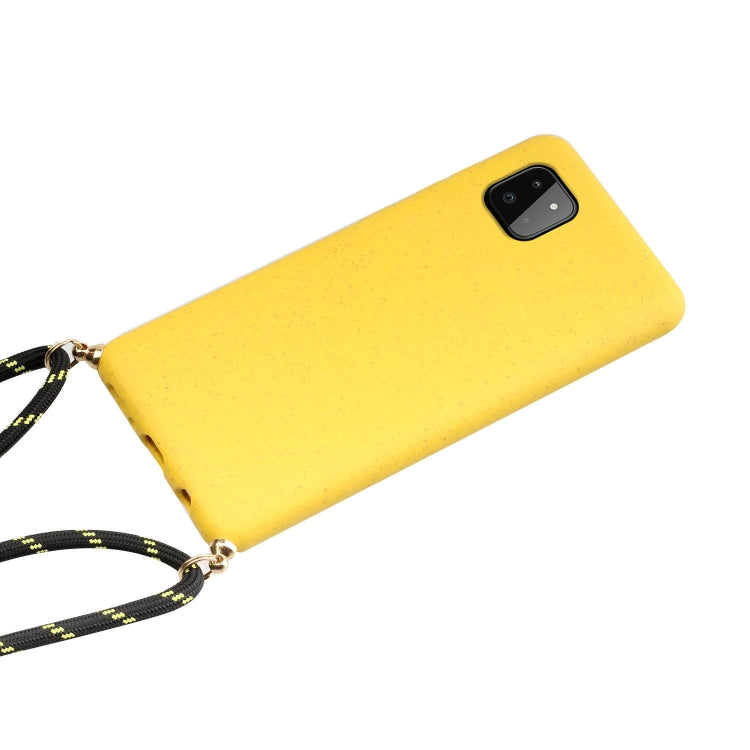 For Samsung Galaxy A22 5G Wheat Straw Material + TPU Phone Case with Lanyard
