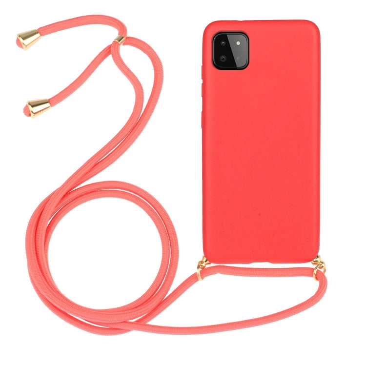 For Samsung Galaxy A22 5G Wheat Straw Material + TPU Phone Case with Lanyard