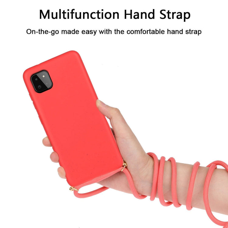 For Samsung Galaxy A22 5G Wheat Straw Material + TPU Phone Case with Lanyard