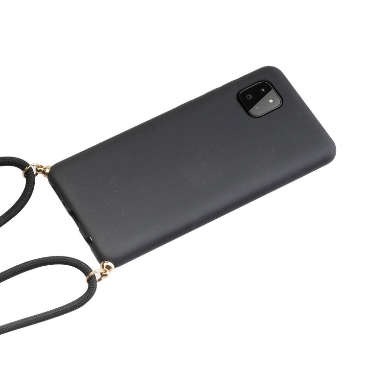 For Samsung Galaxy A22 5G Wheat Straw Material + TPU Phone Case with Lanyard