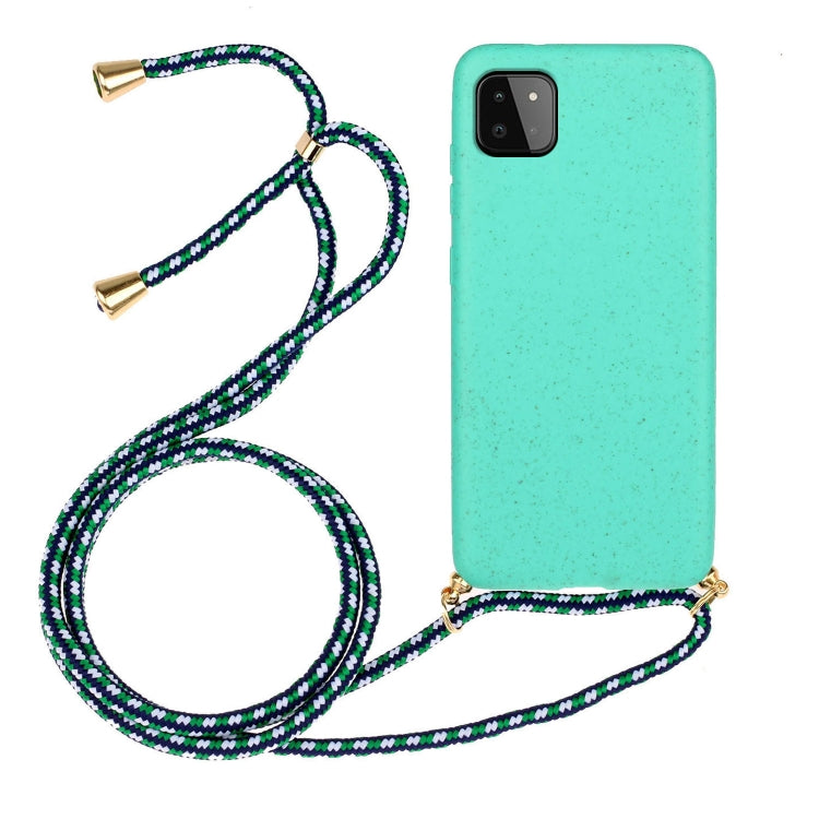 For Samsung Galaxy A22 5G Wheat Straw Material + TPU Phone Case with Lanyard