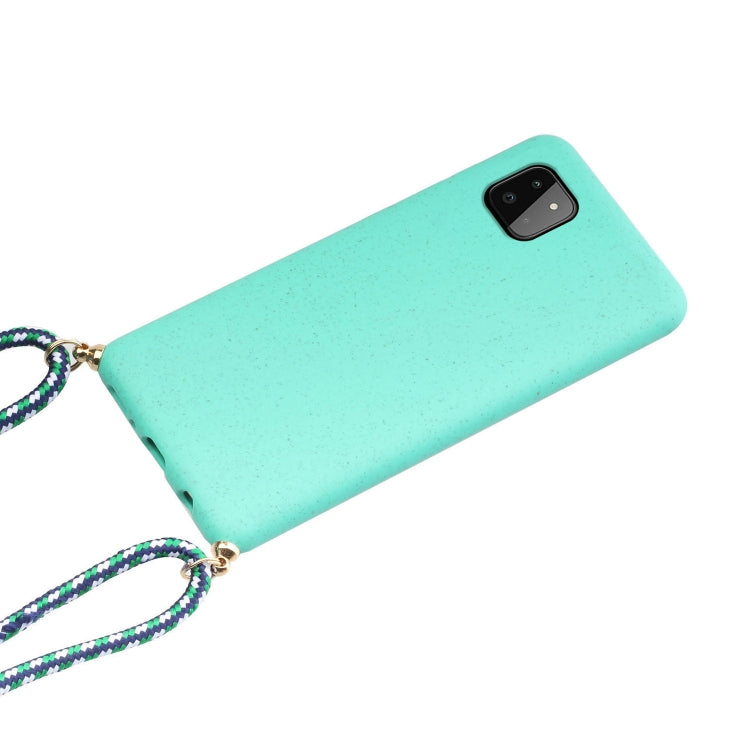 For Samsung Galaxy A22 5G Wheat Straw Material + TPU Phone Case with Lanyard