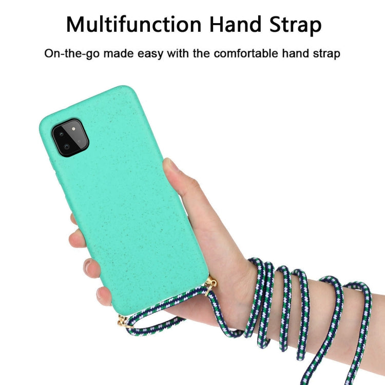 For Samsung Galaxy A22 5G Wheat Straw Material + TPU Phone Case with Lanyard