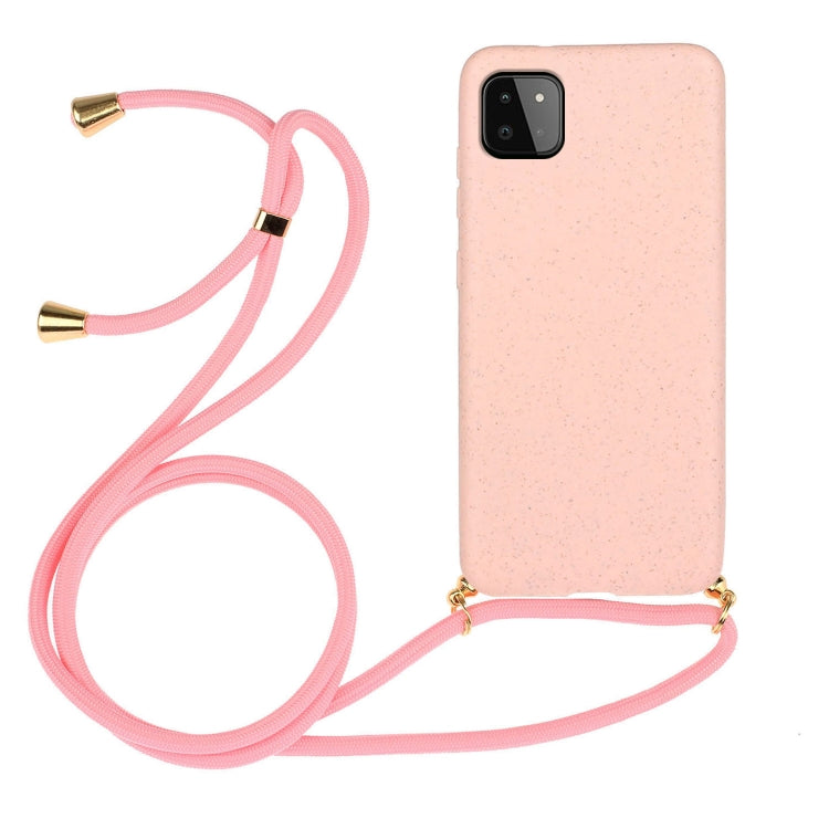 For Samsung Galaxy A22 5G Wheat Straw Material + TPU Phone Case with Lanyard