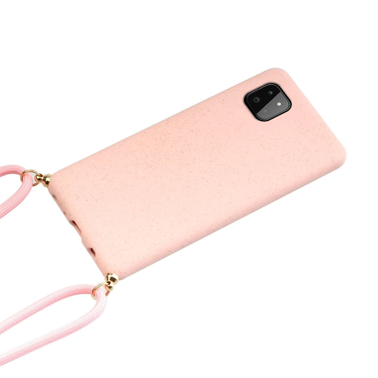 For Samsung Galaxy A22 5G Wheat Straw Material + TPU Phone Case with Lanyard