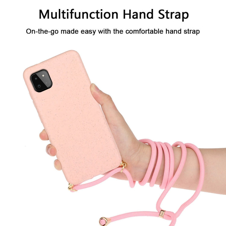 For Samsung Galaxy A22 5G Wheat Straw Material + TPU Phone Case with Lanyard