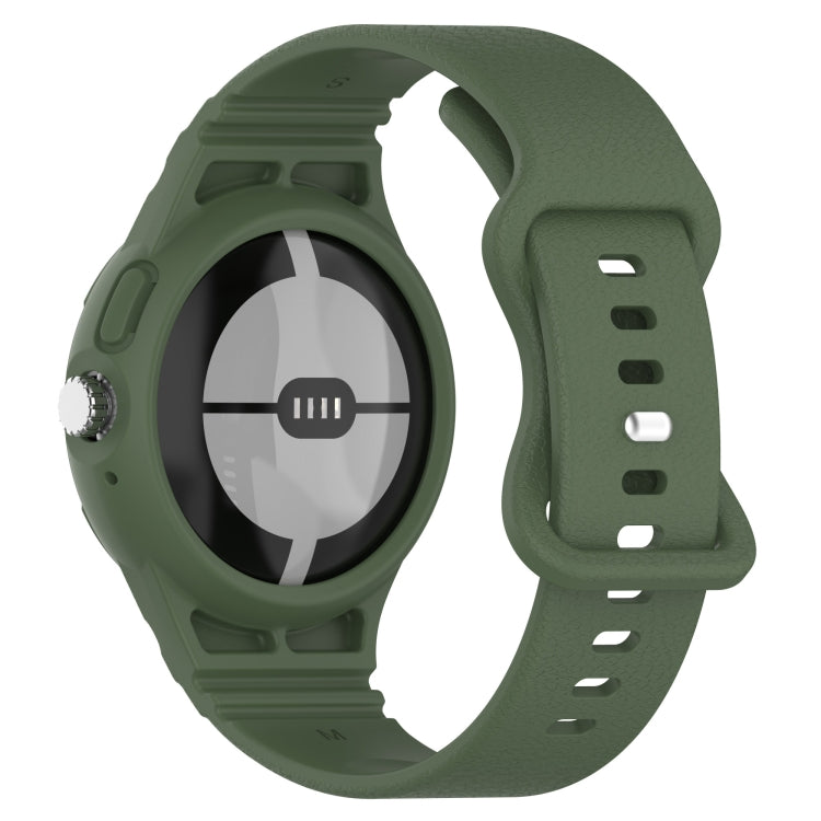 For Google Pixel Watch Leather Texture Silicone Integrated Watch Band
