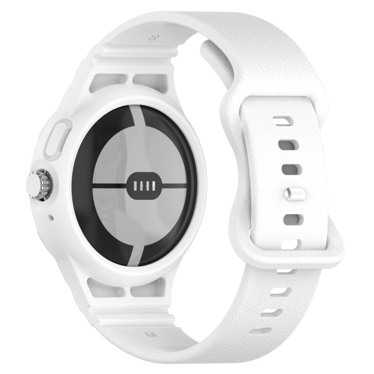 For Google Pixel Watch Leather Texture Silicone Integrated Watch Band