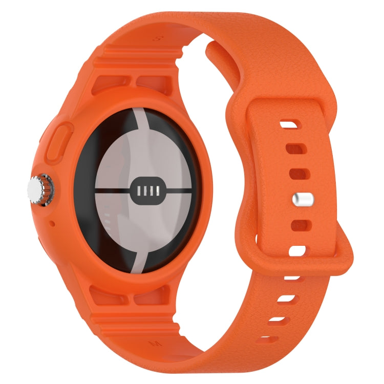 For Google Pixel Watch Leather Texture Silicone Integrated Watch Band