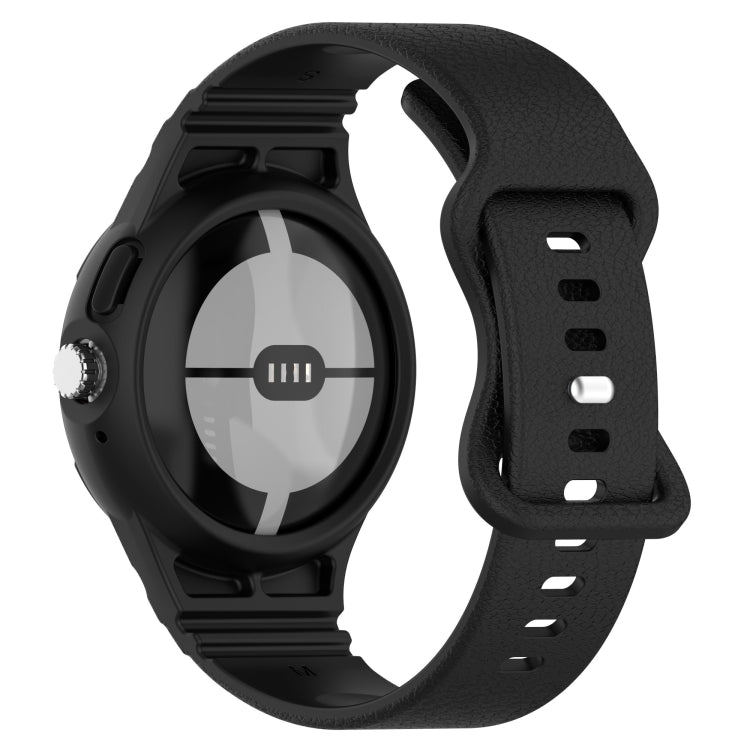 For Google Pixel Watch Leather Texture Silicone Integrated Watch Band