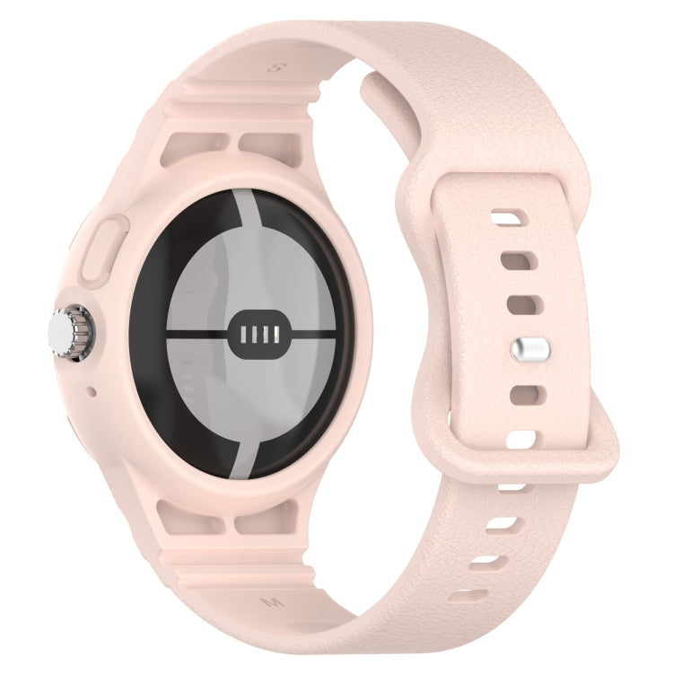 For Google Pixel Watch Leather Texture Silicone Integrated Watch Band
