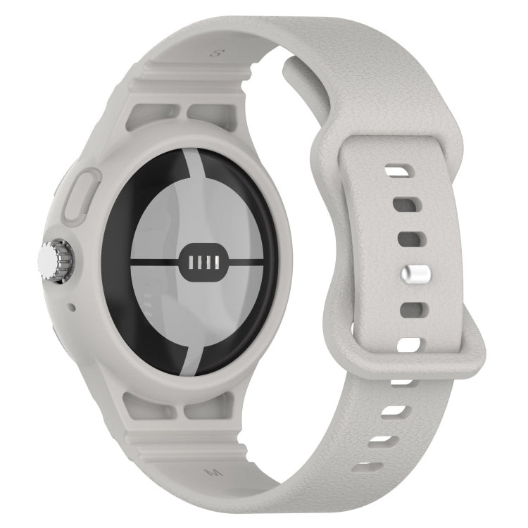 For Google Pixel Watch Leather Texture Silicone Integrated Watch Band